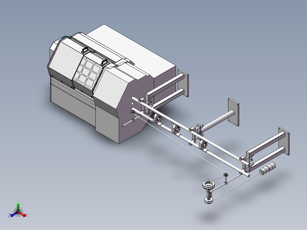 数控机床机械自动送料机正等轴测图