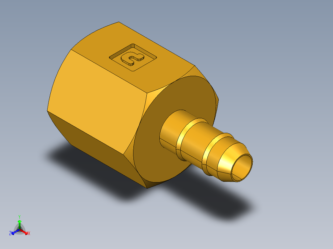 工业通用螺蚊管倒齿式工业硬管接头Female Connector 26-4-2正等轴测图