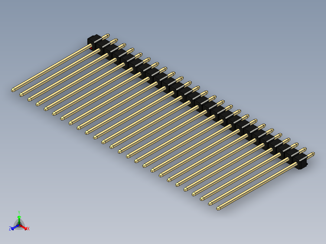 彩色公头100mil（2.54mm）系列-DS1021_black_1x26p_100mil_Type43_rev1.0正等轴测图