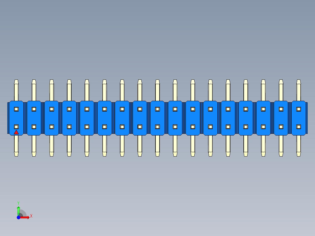 彩色公排针 100mil 2.54mm 系列-DS1022_blue_34p_100mil_TypeSMT_rev1.0前视图