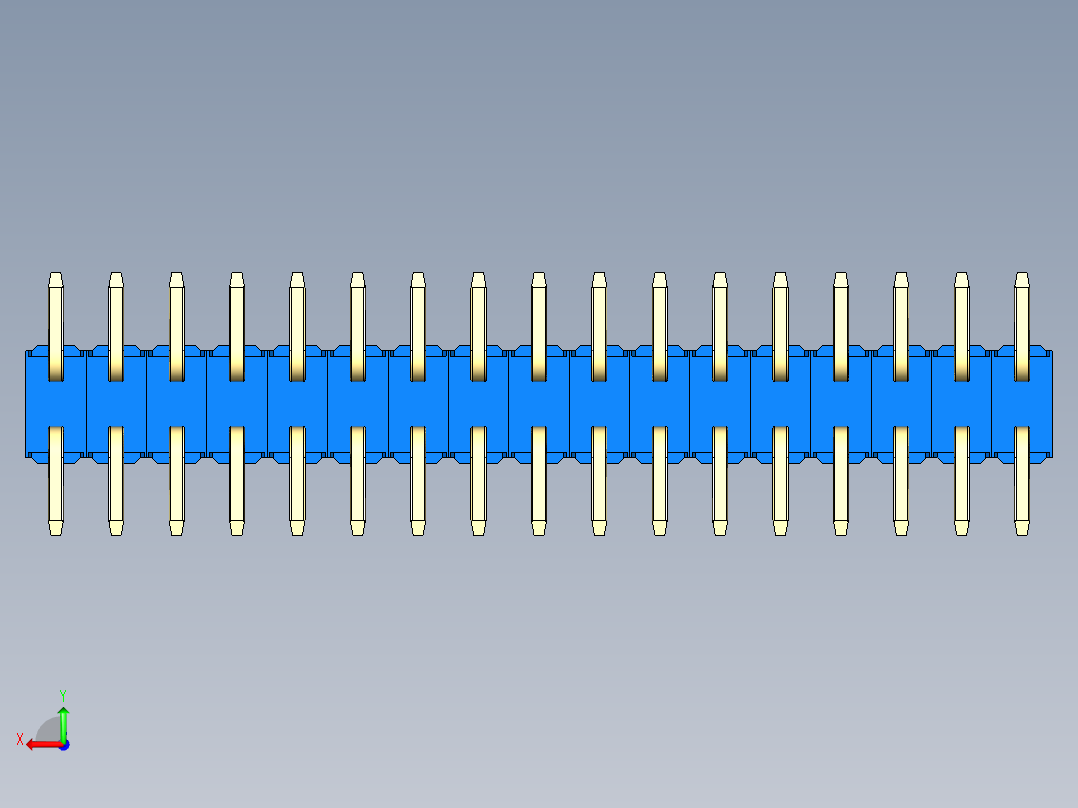 彩色公排针 100mil 2.54mm 系列-DS1022_blue_34p_100mil_TypeSMT_rev1.0后视图