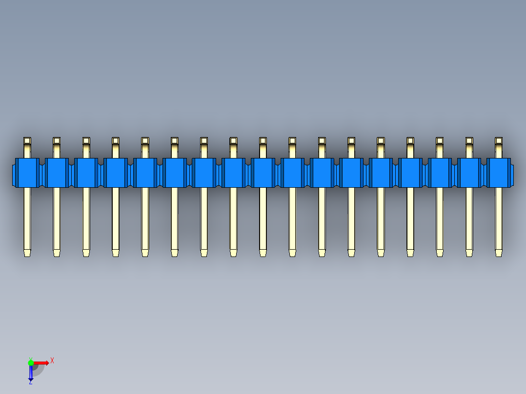 彩色公排针 100mil 2.54mm 系列-DS1022_blue_34p_100mil_TypeSMT_rev1.0俯视图