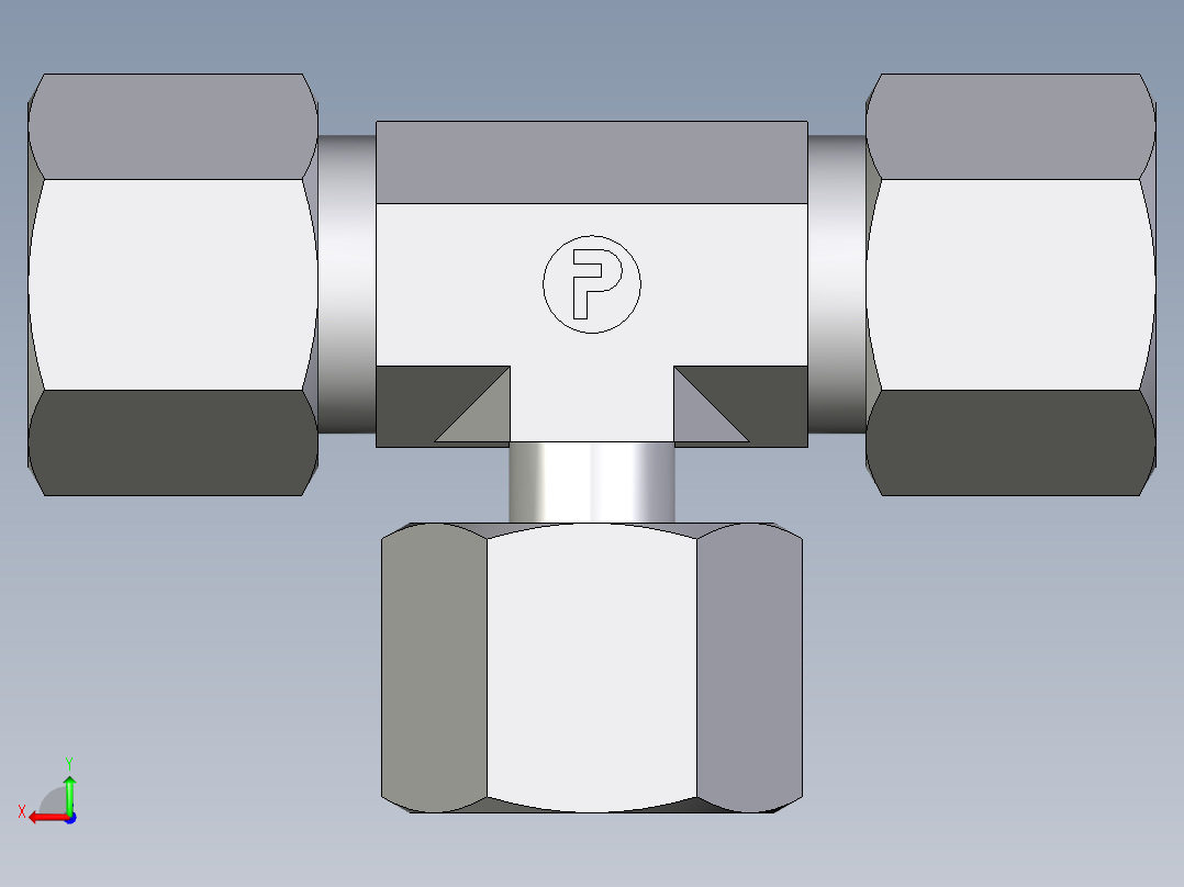 卡套式工业通用硬管接头EO_Standpipe_branch_tee_EVT10S71后视图