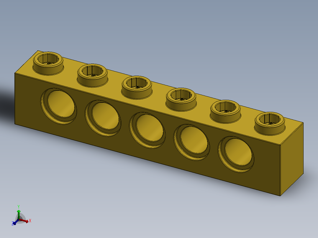 乐高机械组积木（横梁）-389424 Yellow Technic Brick 1 x 6 with Holes