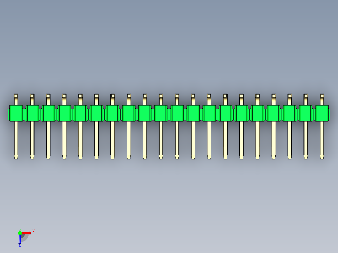 彩色公排针 100mil 2.54mm 系列-DS1022_green_40p_100mil_TypeSMT_rev1.0俯视图
