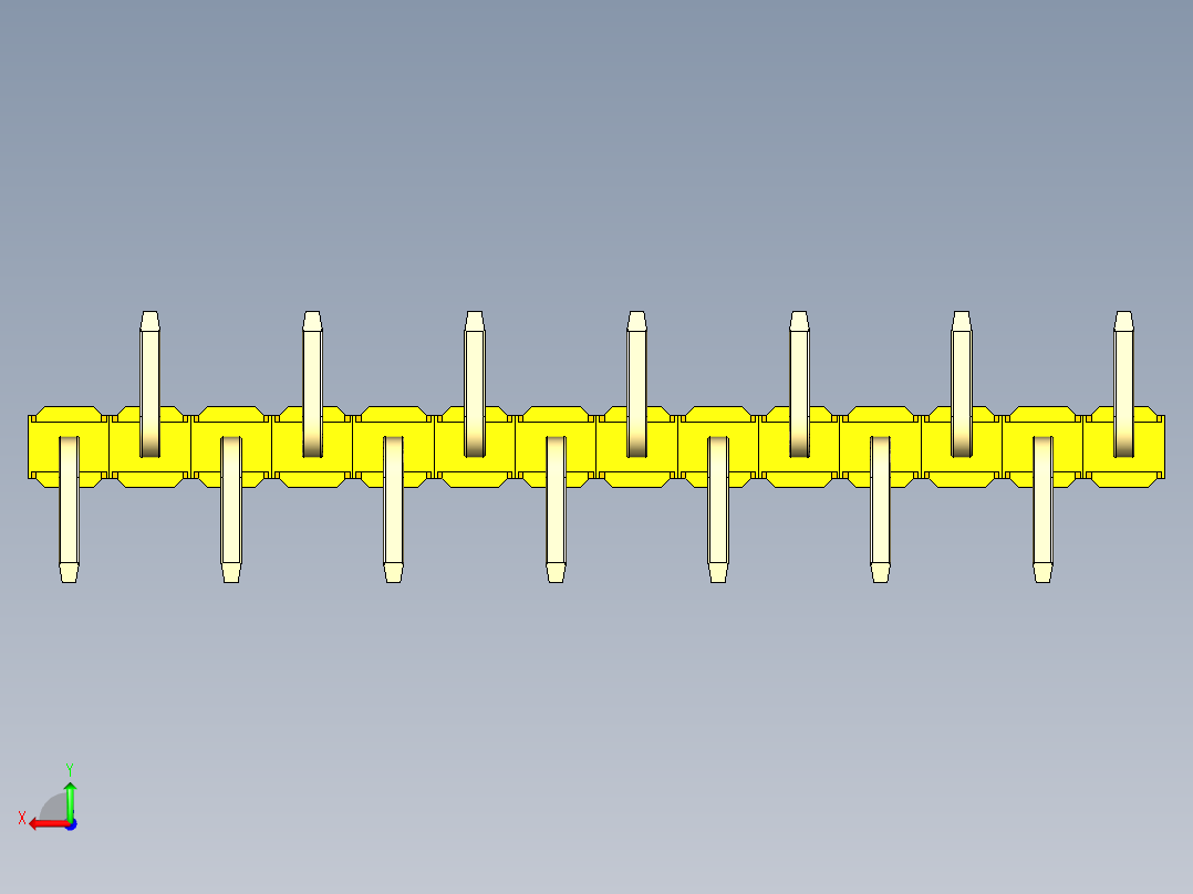 彩色公排针 100mil 2.54mm 系列-DS1022_yellow_14p_100mil_Type_SMT_R1_rev1.0后视图