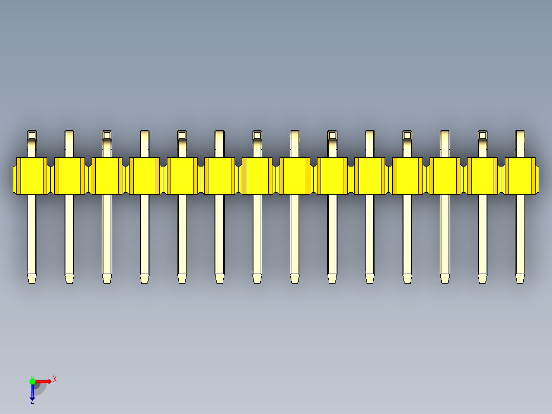 彩色公排针 100mil 2.54mm 系列-DS1022_yellow_14p_100mil_Type_SMT_R1_rev1.0俯视图