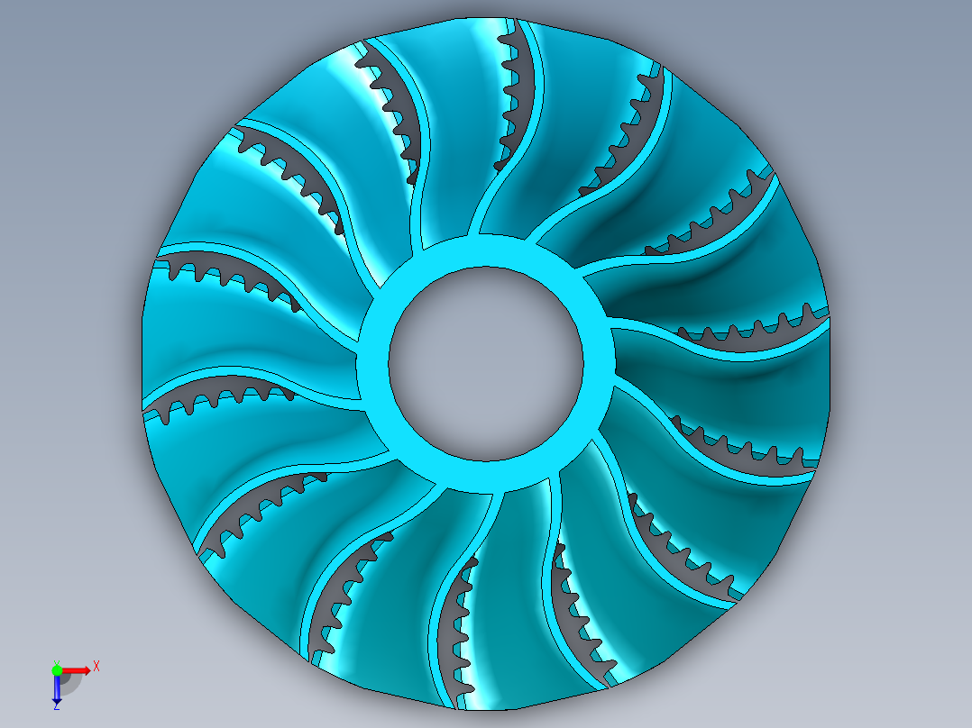 涡轮 叶片 涡扇 (8)俯视图