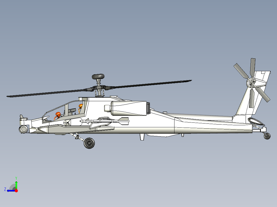 直升飞机 飞机模型设计 (17)右视图