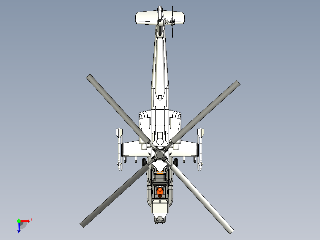 直升飞机 飞机模型设计 (17)俯视图