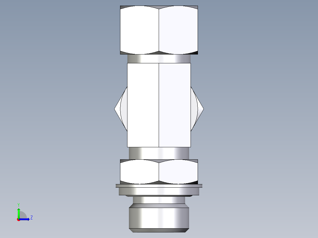 卡套式工业通用硬管接头EO_Adjustable_locknut_run_tee_LEE15ZLRCF左视图