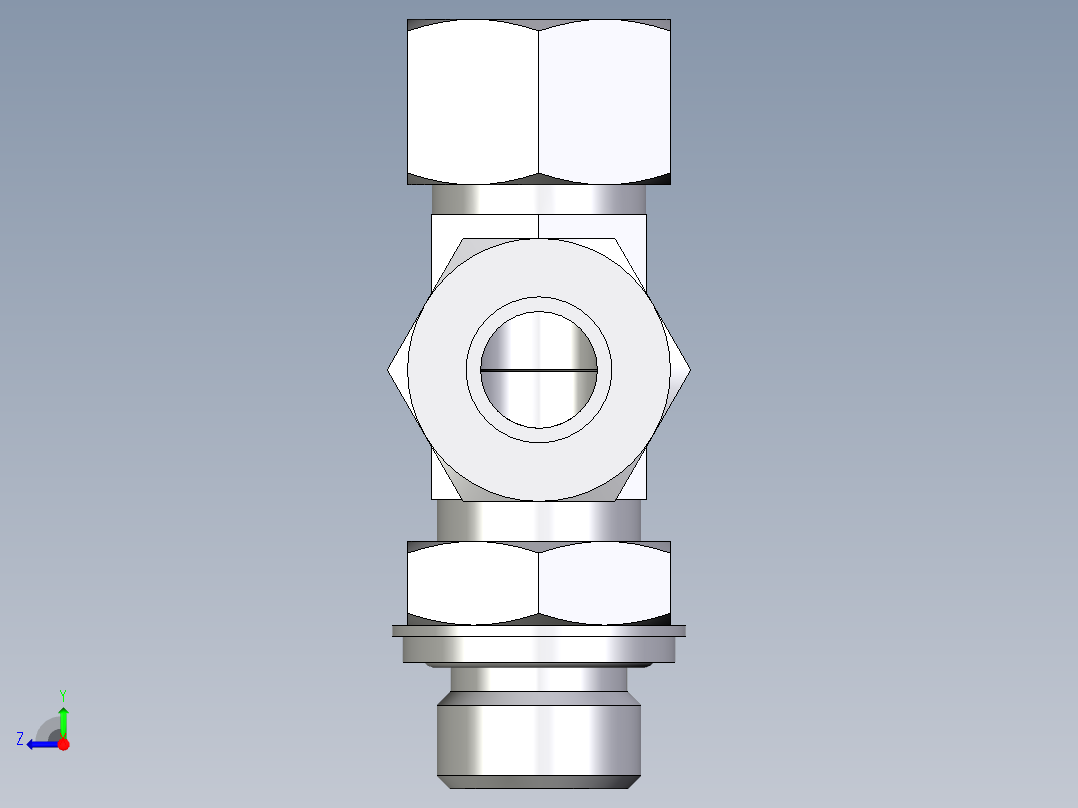 卡套式工业通用硬管接头EO_Adjustable_locknut_run_tee_LEE15ZLRCF右视图