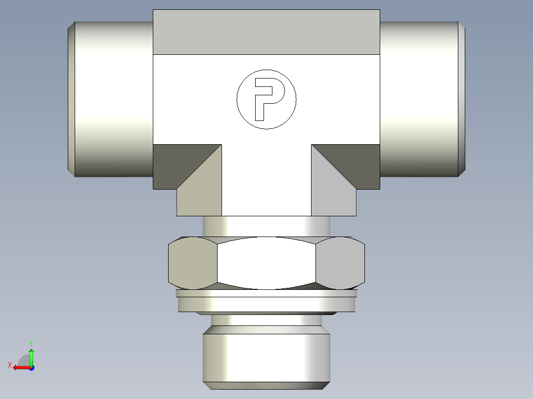 卡套式工业通用硬管接头EO_Adjustable_locknut_branch_tee_TEE15LMOMDCF后视图