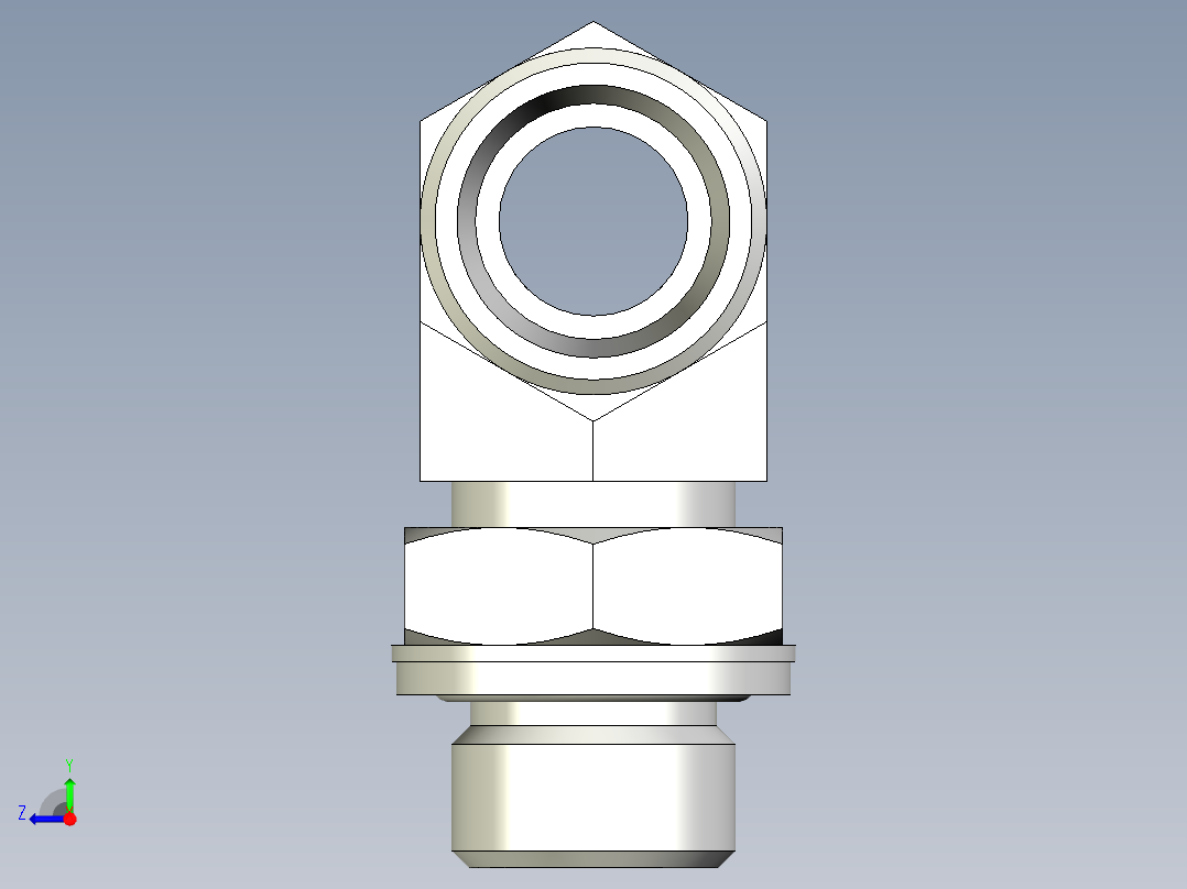 卡套式工业通用硬管接头EO_Adjustable_locknut_branch_tee_TEE15LMOMDCF右视图