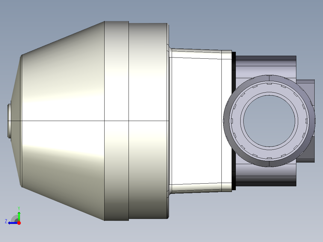 5DKMUFVCP NC 气动隔膜阀，常闭，BSP螺纹女性联盟结束，PVC-U系列右视图
