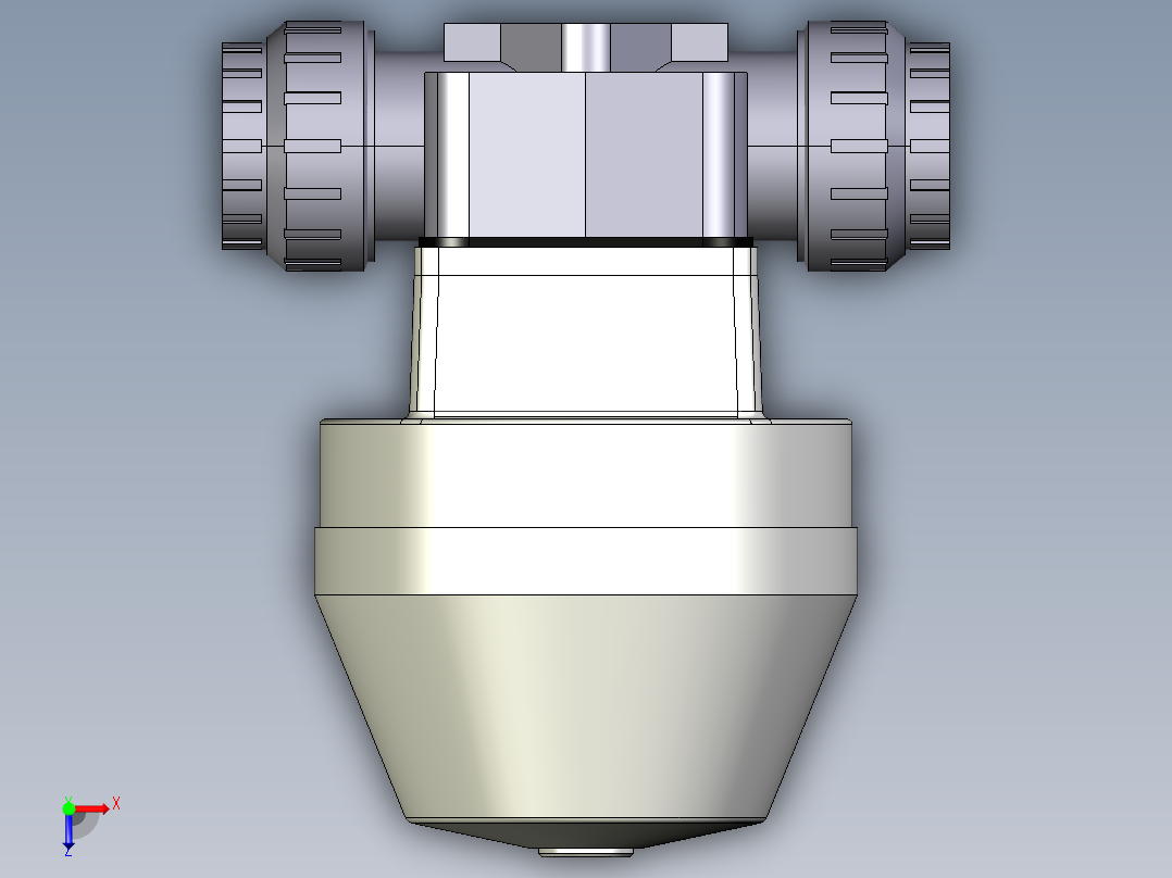 5DKMUFVCP NC 气动隔膜阀，常闭，BSP螺纹女性联盟结束，PVC-U系列俯视图