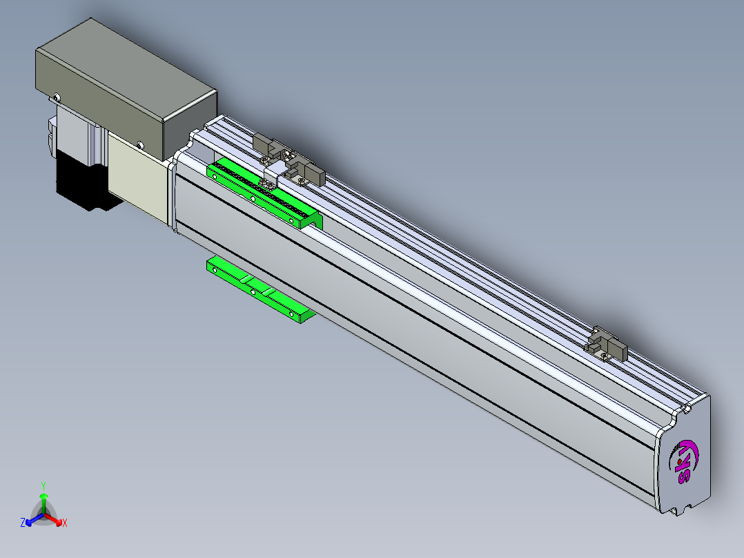 同步带滑台-半封闭B10H-L45-S350-R-P40-D3正等轴测图