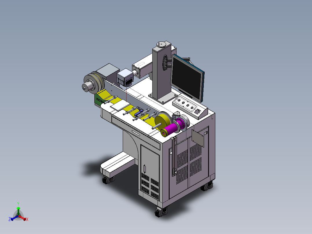 卷料自动进料激光打标(含DFM)sw17可编辑正等轴测图