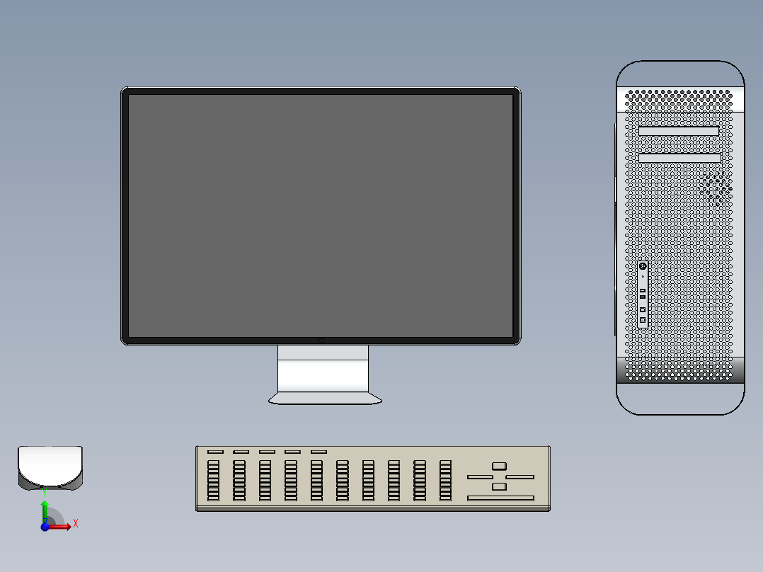 solidworks mac-pro机箱前视图