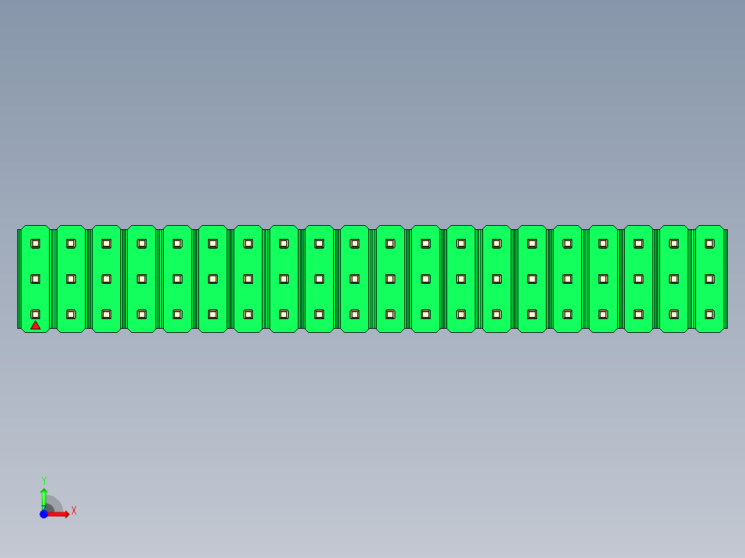 彩色公头100mil（2.54mm）系列-DS1021_green_3x20p_100mil_Type43_rev1.0前视图