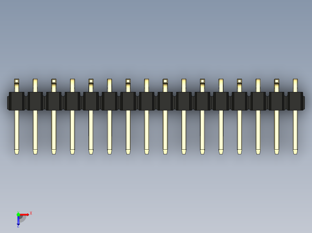 彩色公排针 100mil 2.54mm 系列-DS1022_black_16p_100mil_Type_SMT_R1_rev1.0俯视图