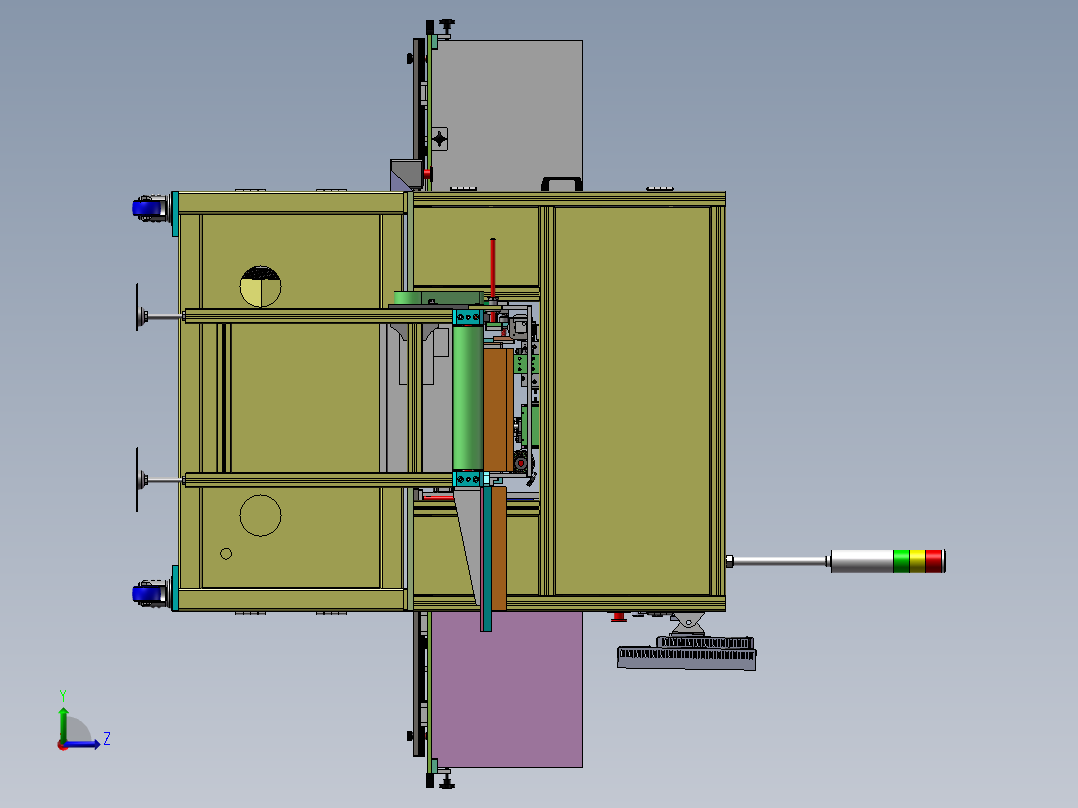 礼盒在线双面贴标机、非标自动化设备3D模型_左视图