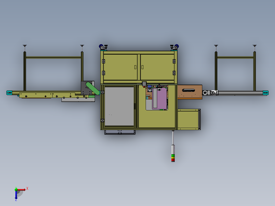 礼盒在线双面贴标机、非标自动化设备3D模型_俯视图