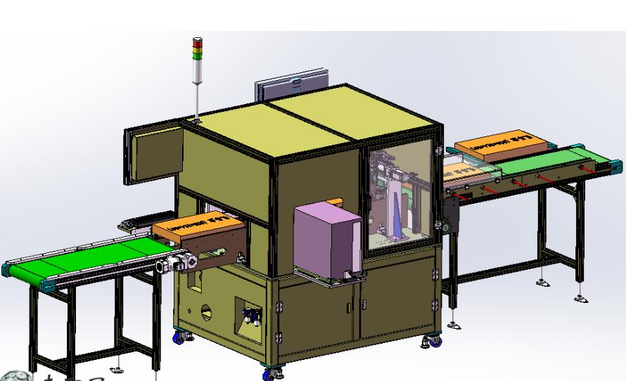 礼盒在线双面贴标机、非标自动化设备3D模型_