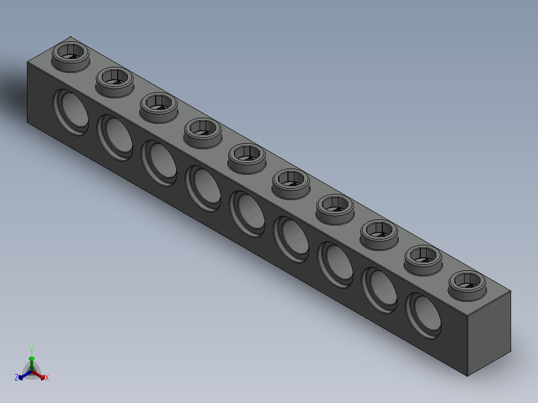 乐高机械组积木（横梁）-273002 Old Grey Technic Brick 1 x 10 with Holes