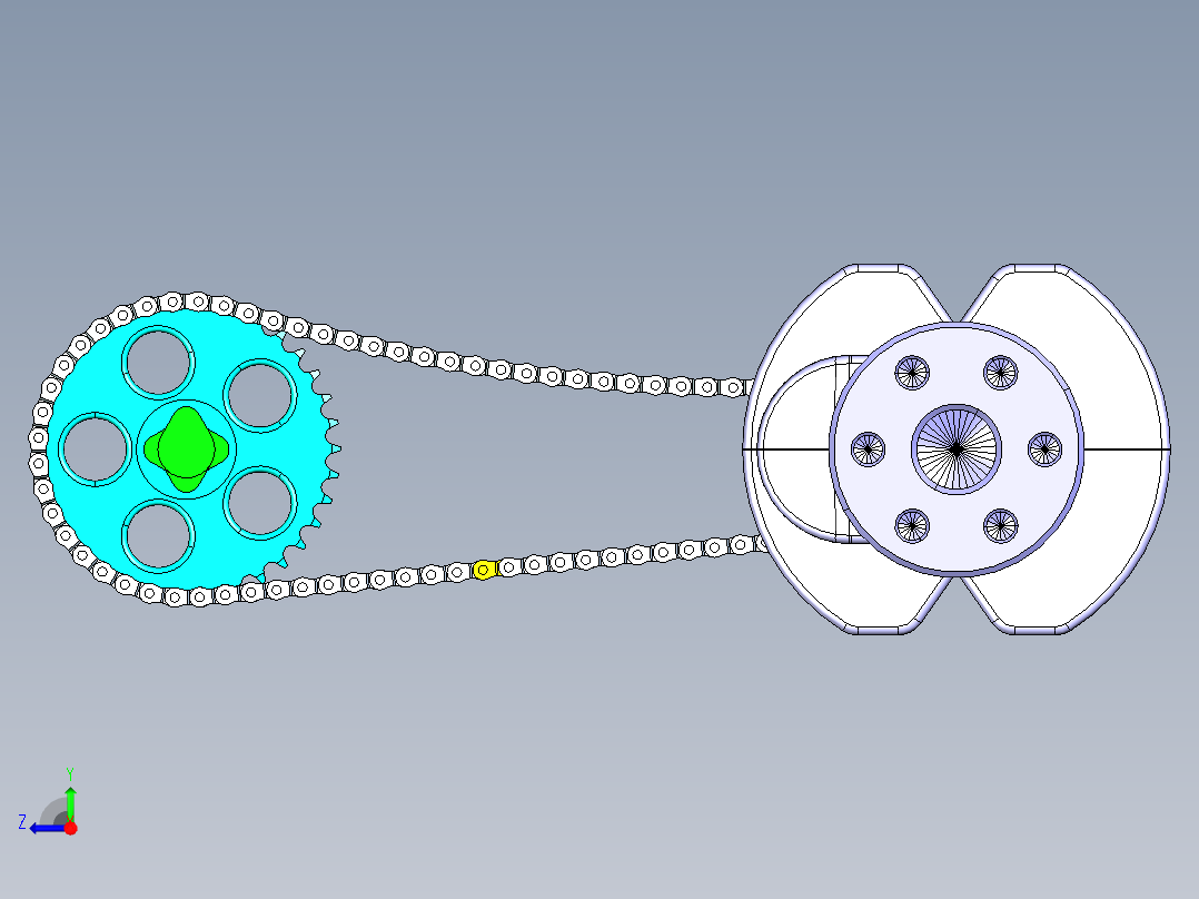 发动机正时链条运动仿真右视图