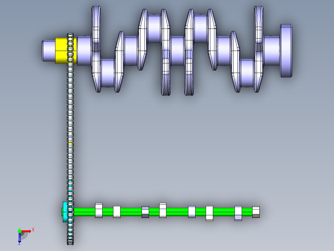发动机正时链条运动仿真俯视图