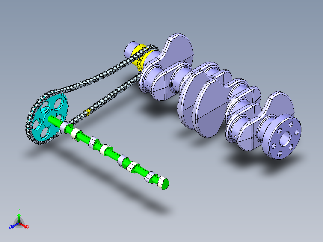 发动机正时链条运动仿真正等轴测图