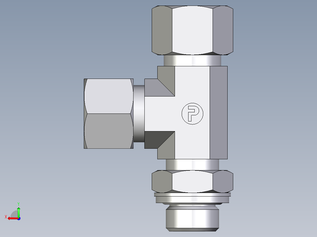 卡套式工业通用硬管接头EO_Adjustable_locknut_run_tee_LEE12LRCF后视图