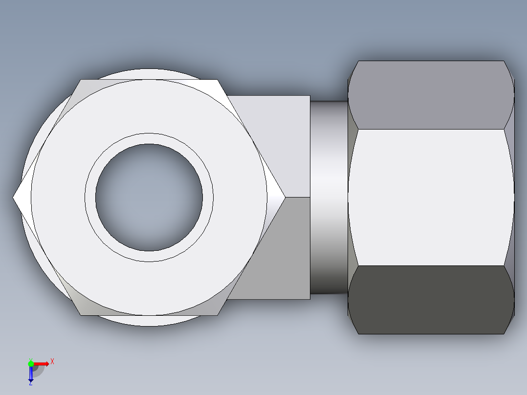卡套式工业通用硬管接头EO_Adjustable_locknut_run_tee_LEE12LRCF俯视图