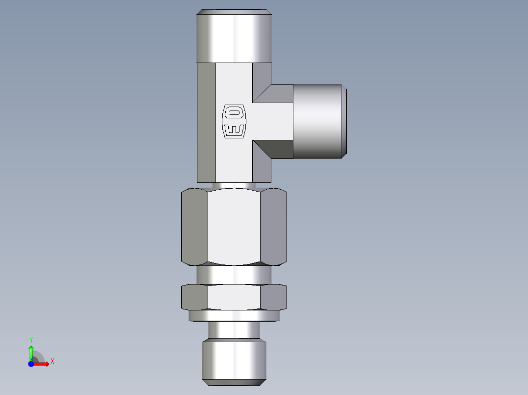 卡套式工业通用硬管接头EO_Assembled_adjustable_standpipe_run_tee_EVL08LMOMD71前视图