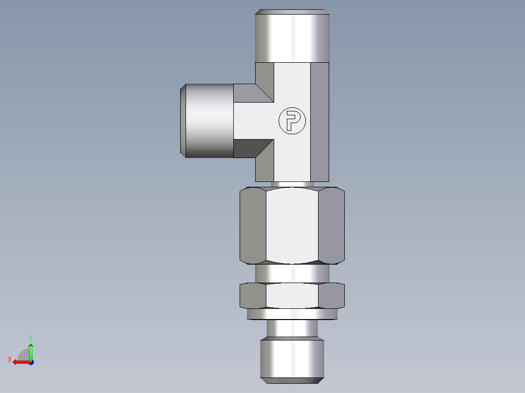 卡套式工业通用硬管接头EO_Assembled_adjustable_standpipe_run_tee_EVL08LMOMD71后视图