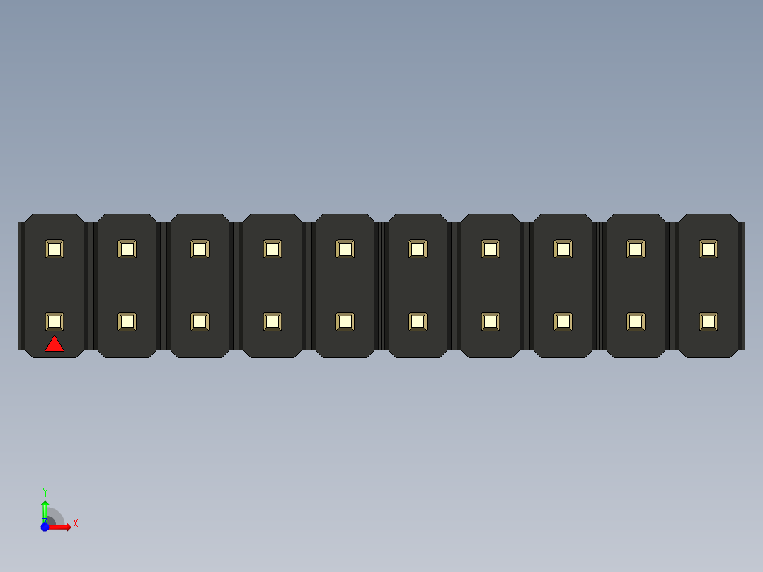 彩色公头100mil（2.54mm）系列-DS1021_black_2x10p_100mil_Type19_rev1.0前视图