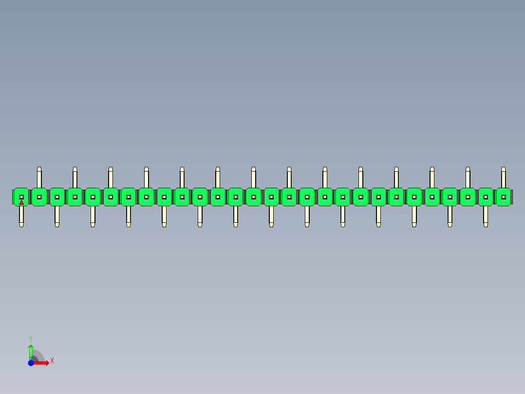 彩色公排针 100mil 2.54mm 系列-DS1022_green_28p_100mil_Type_SMT_R2_rev1.0前视图
