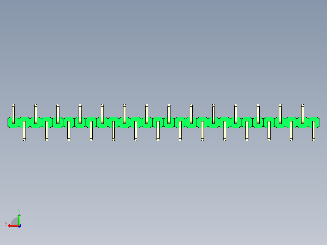 彩色公排针 100mil 2.54mm 系列-DS1022_green_28p_100mil_Type_SMT_R2_rev1.0后视图