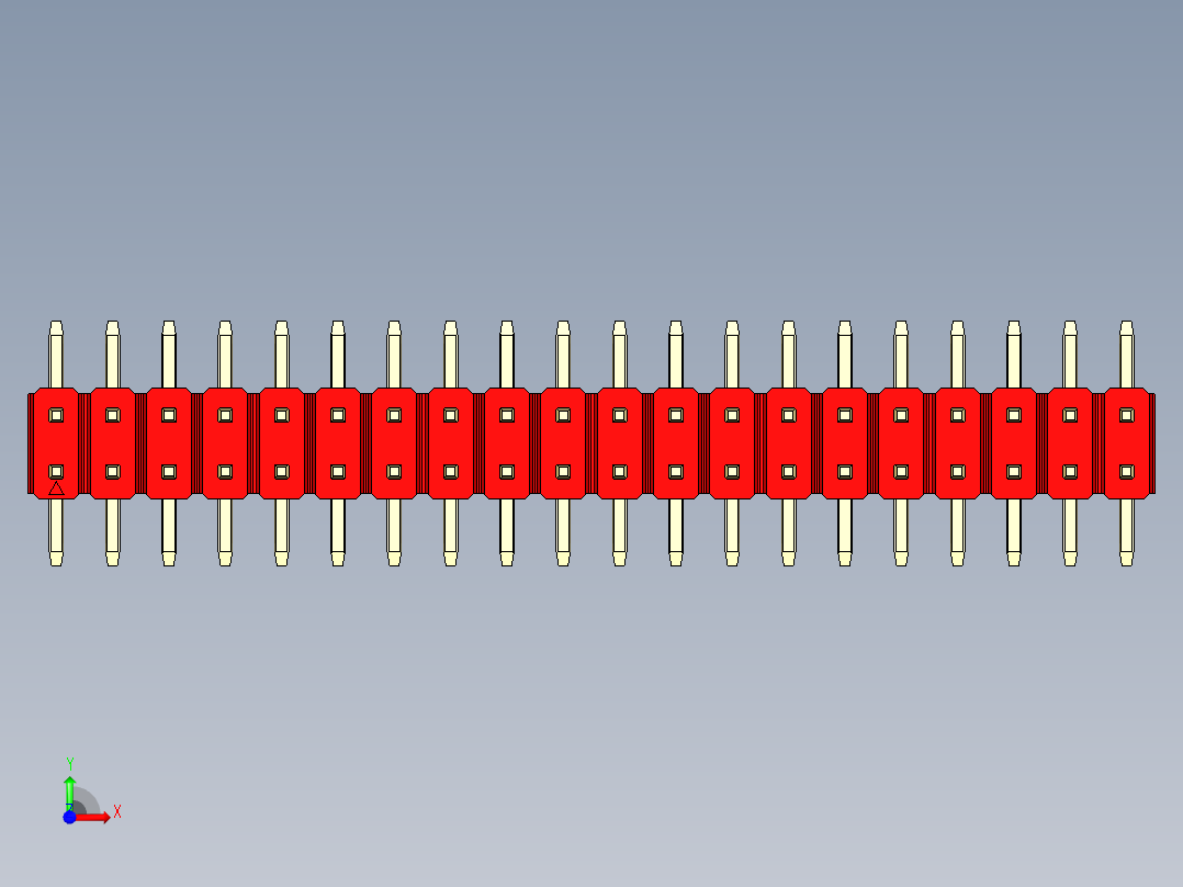 彩色公排针 100mil 2.54mm 系列-DS1022_red_40p_100mil_TypeSMT_rev1.0前视图