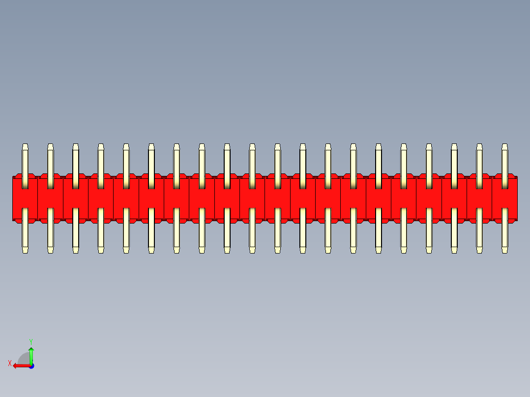 彩色公排针 100mil 2.54mm 系列-DS1022_red_40p_100mil_TypeSMT_rev1.0后视图