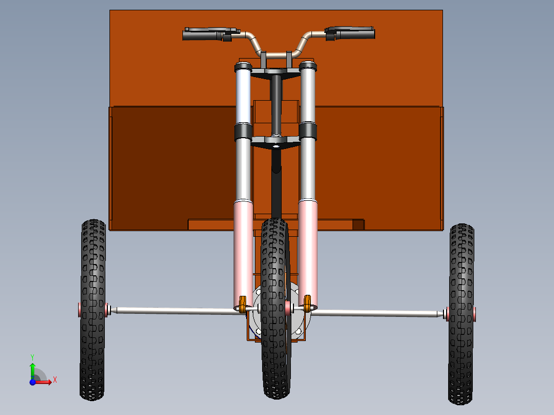 电动三轮车组装完成模型--sw前视图