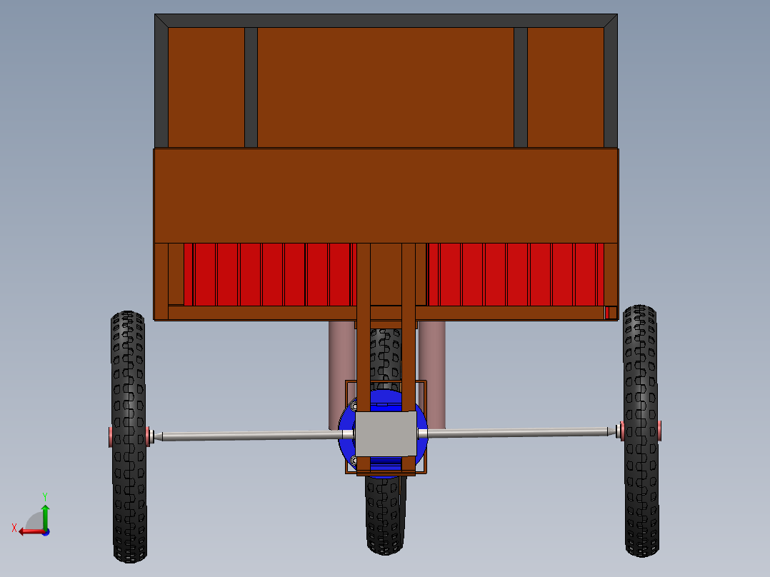 电动三轮车组装完成模型--sw后视图