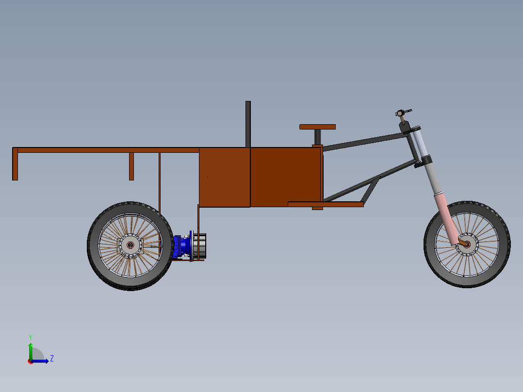 电动三轮车组装完成模型--sw左视图