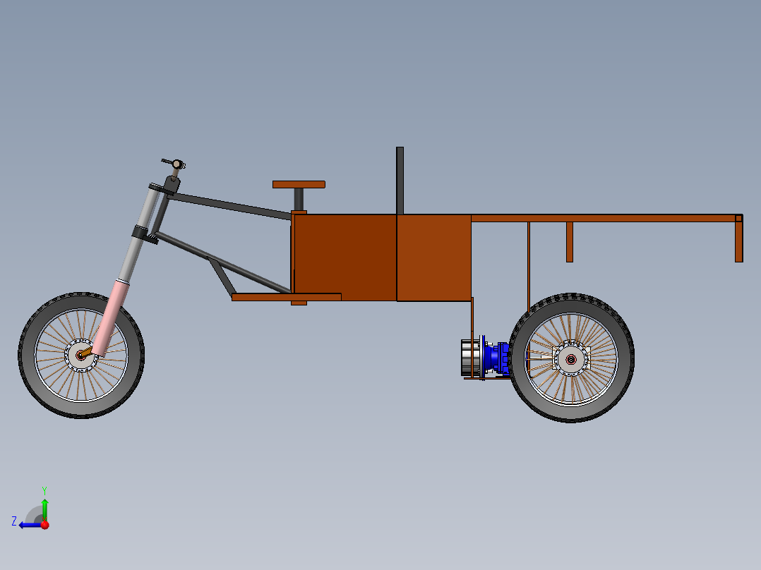 电动三轮车组装完成模型--sw右视图