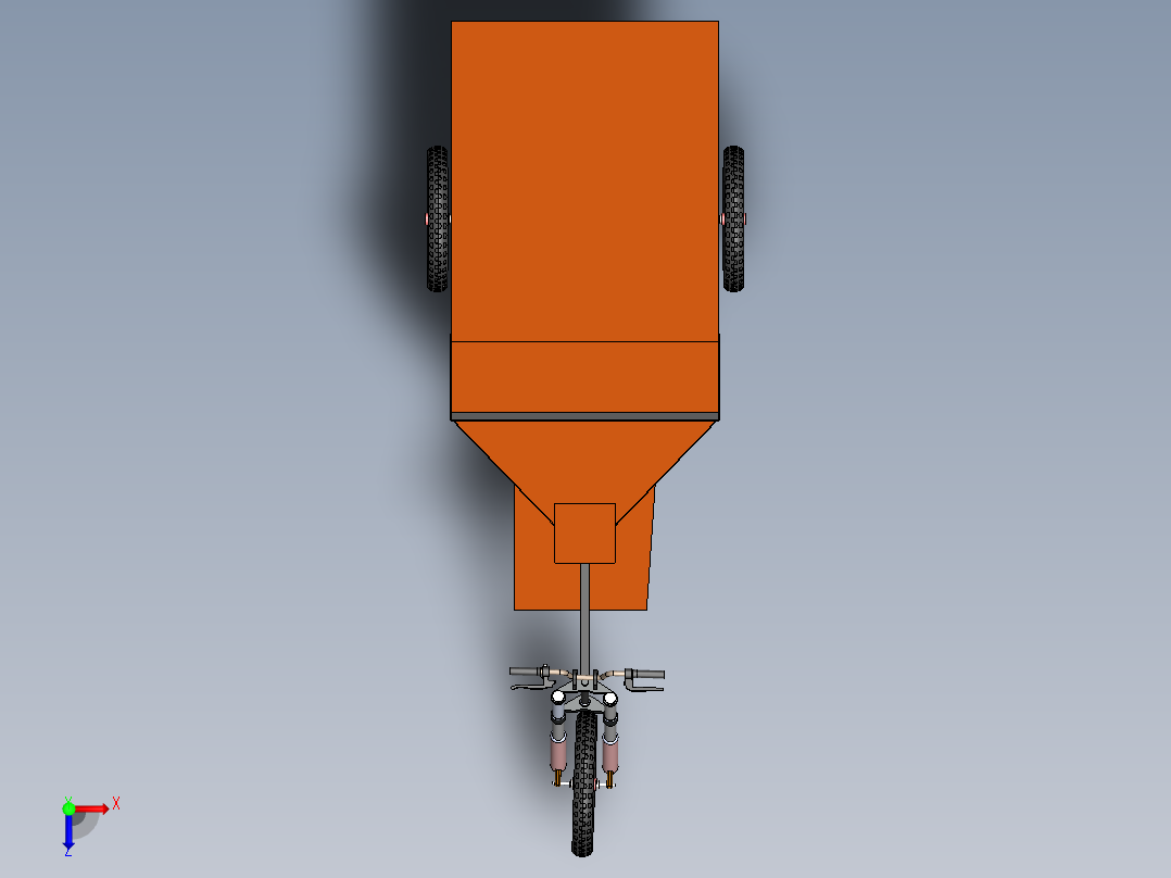 电动三轮车组装完成模型--sw俯视图