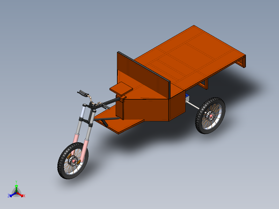 电动三轮车组装完成模型--sw正等轴测图