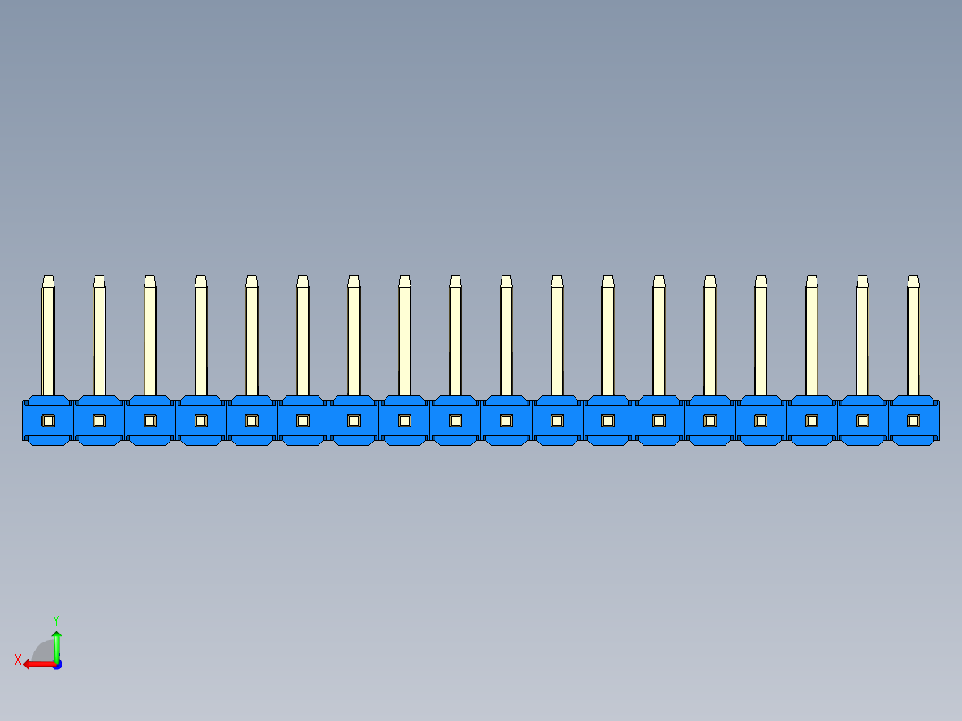 彩色公排针 100mil 2.54mm 系列-DS1022_blue_18p_100mil_TypeU_rev1.0后视图