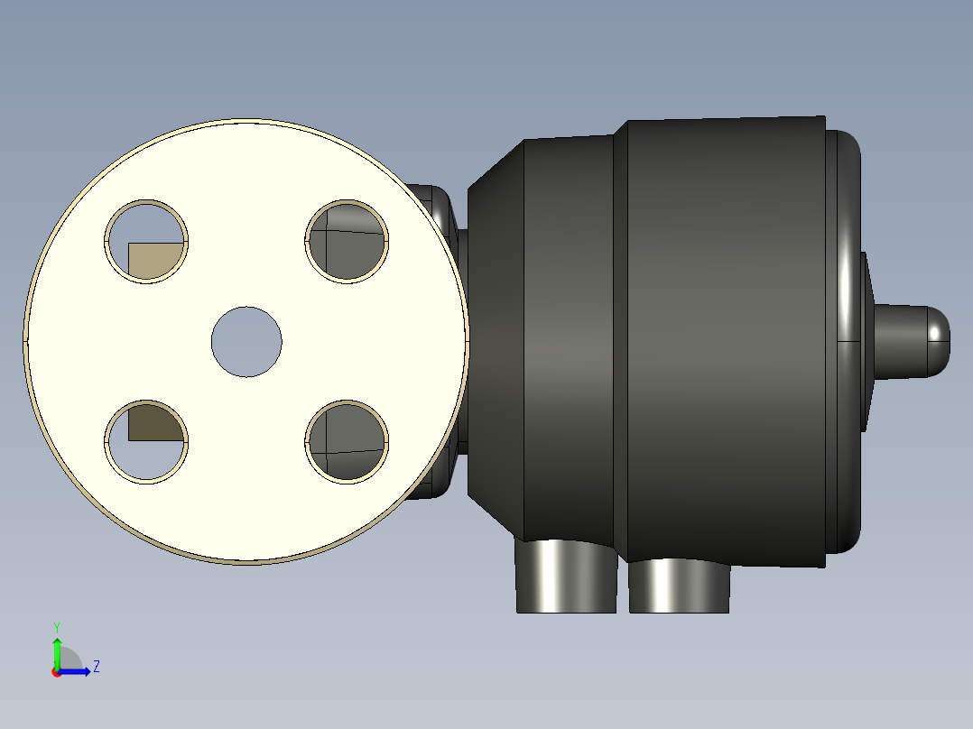 10DKOAMCP DA 气动隔膜阀双作用，固定法兰，钻孔ANSI B16.5条款150 FF PP-H左视图