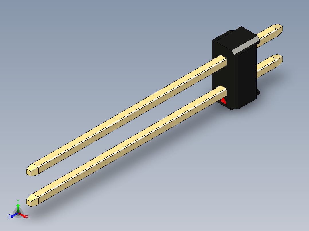 彩色公头100mil（2.54mm）系列-DS1021_black_2x01p_100mil_Type19_rev1.0正等轴测图
